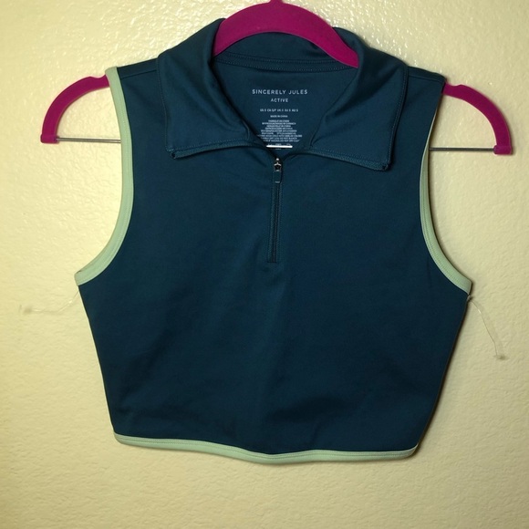 Sincerely Jules Active 1/4 Zip Cropped Top size S - Picture 2 of 6